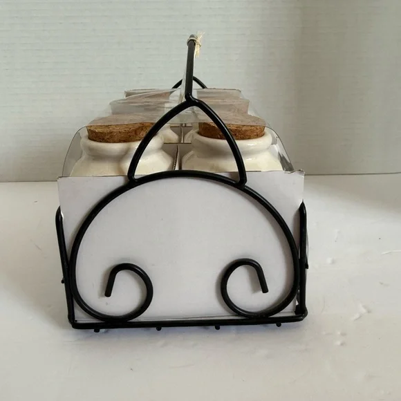 Rae Dunn Cream Spice Jar Collection with Black Rack - Picture 5 of 6